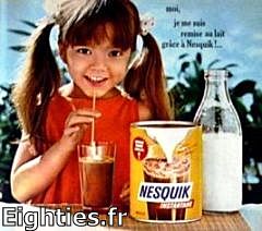 ANNEES, 80, 80's, eighties, Groquik, Groquick, Grosquick, Grosquik, Nesquik, Nesquick, NESTLE, Chocolat, mascotte, EMBLEME, enfance, trentenaires, pubs, PUBLICITE